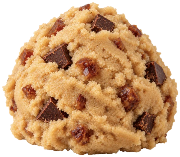 A scoop of Date Night in Dubai cookie dough with dates and dark chocolate
