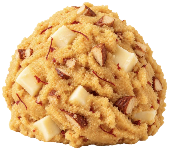 A scoop of Saffron Souk cookie dough with almonds and white chocolate